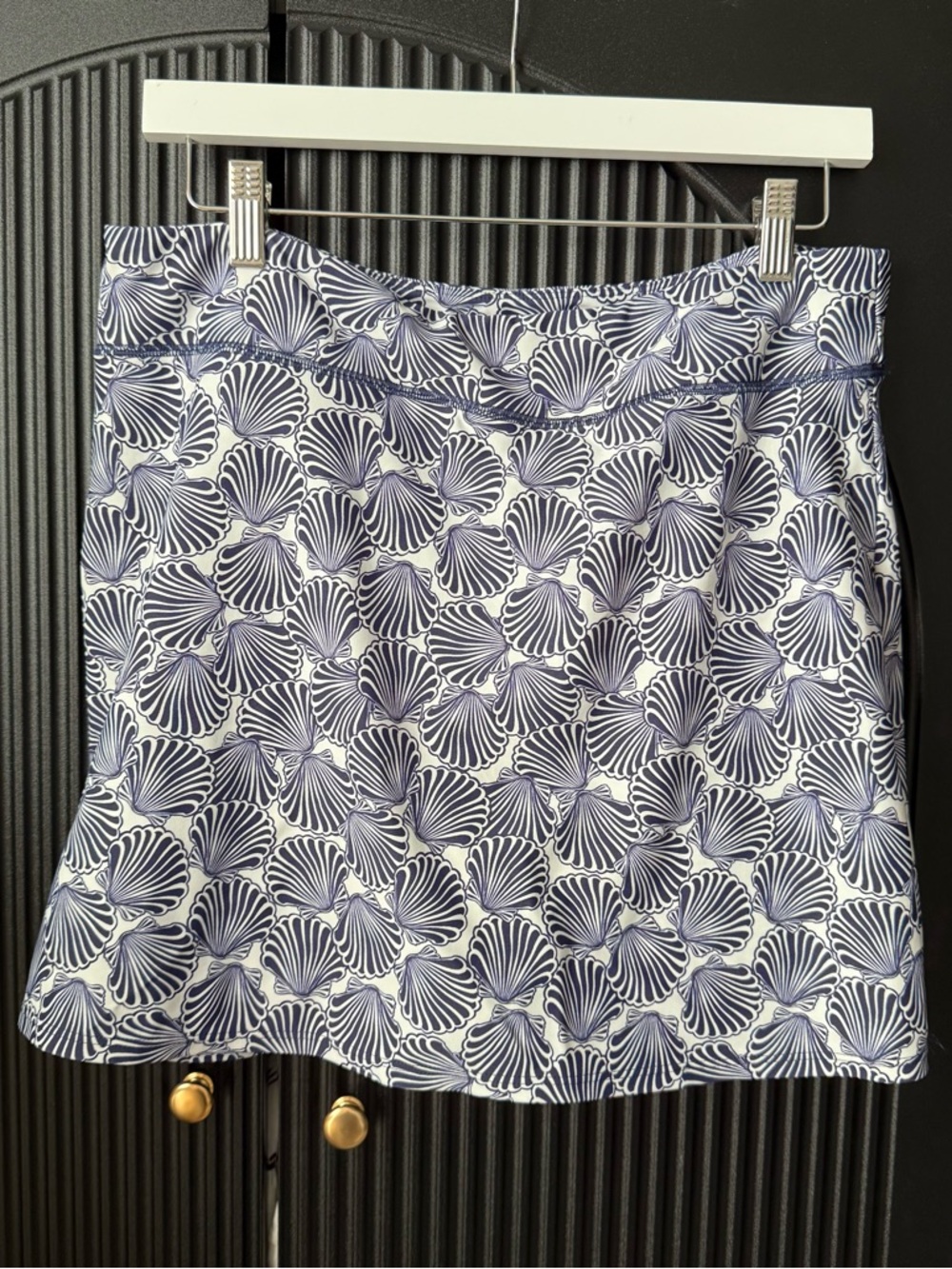 Navy and White Shell-Print Skort - Women's